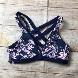 Maaji‎ Navy and Pink Floral Bikini Top